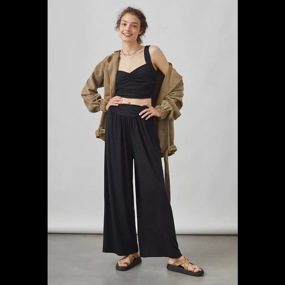 Anthropologie Maeve Black Wide Leg Pants Set NWT small - Picture 1 of 11